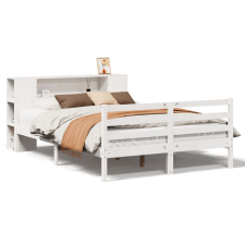vidaXL fehér tömör fenyőfa könyvespolcos ágy matrac nélkül 120x200 cm (3321851) ágy és ágykellék