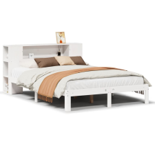 vidaXL fehér tömör fenyőfa könyvespolcos ágy matrac nélkül 120x200 cm (3322514) ágy és ágykellék