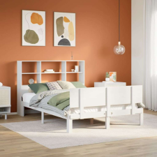vidaXL fehér tömör fenyőfa könyvespolcos ágy matrac nélkül 140x190 cm ágy és ágykellék
