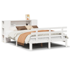 vidaXL fehér tömör fenyőfa könyvespolcos ágy matrac nélkül 140x190 cm (3322707) ágy és ágykellék