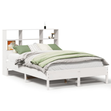 vidaXL fehér tömör fenyőfa könyvespolcos ágy matrac nélkül 140x190 cm (3322883) ágy és ágykellék