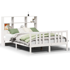 vidaXL fehér tömör fenyőfa könyvespolcos ágy matrac nélkül 140x200 cm (3322316) ágy és ágykellék