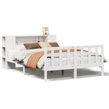 vidaXL fehér tömör fenyőfa könyvespolcos ágy matrac nélkül 150x200 cm (3322089) ágy és ágykellék