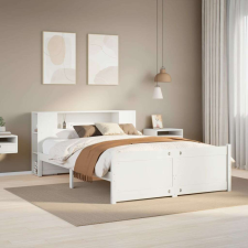 vidaXL fehér tömör fenyőfa könyvespolcos ágy matrac nélkül 160x200 cm ágy és ágykellék