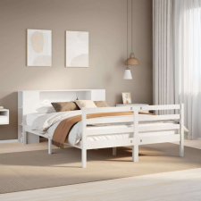 vidaXL fehér tömör fenyőfa könyvespolcos ágy matrac nélkül 160x200 cm ágy és ágykellék