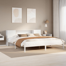 vidaXL fehér tömör fenyőfa könyvespolcos ágy matrac nélkül 180x200 cm ágy és ágykellék