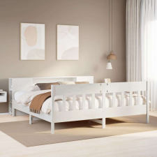 vidaXL fehér tömör fenyőfa könyvespolcos ágy matrac nélkül 180x200 cm ágy és ágykellék