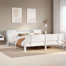 vidaXL fehér tömör fenyőfa könyvespolcos ágy matrac nélkül 180x200 cm ágy és ágykellék