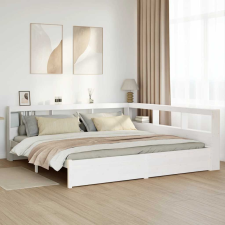 vidaXL fehér tömör fenyőfa könyvespolcos ágy matrac nélkül 180x200 cm ágy és ágykellék
