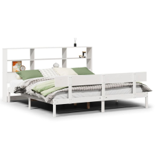 vidaXL fehér tömör fenyőfa könyvespolcos ágy matrac nélkül 180x200 cm (3321815) ágy és ágykellék