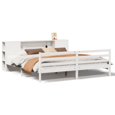 vidaXL fehér tömör fenyőfa könyvespolcos ágy matrac nélkül 180x200 cm (3321859) ágy és ágykellék