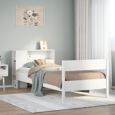 vidaXL fehér tömör fenyőfa könyvespolcos ágy matrac nélkül 75 x 190 cm ágy és ágykellék