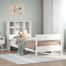 vidaXL fehér tömör fenyőfa könyvespolcos ágy matrac nélkül 90 x 190 cm ágy és ágykellék