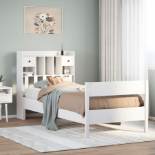 vidaXL fehér tömör fenyőfa könyvespolcos ágy matrac nélkül 90 x 190 cm ágy és ágykellék