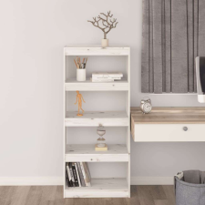 vidaXL Fehér tömör fenyőfa könyvszekrény/térelválasztó 60x30x135,5 cm bútor
