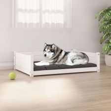 vidaXL fehér tömör fenyőfa kutyaágy 105,5x75,5x28 cm szállítóbox, fekhely kutyáknak