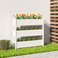 vidaXL fehér tömör fenyőfa növénytartó 112 x 25 x 104,5 cm kerti tárolás