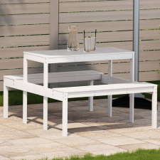 vidaXL fehér tömör fenyőfa piknik asztal 110 x 134 x 75 cm kerti bútor