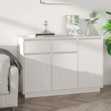 vidaXL fehér tömör fenyőfa tálalószekrény 110 x 34 x 75 cm bútor
