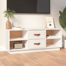 vidaXL fehér tömör fenyőfa TV-szekrény 100x34x40 cm bútor