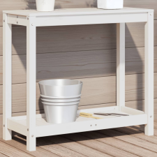 vidaXL fehér tömör fenyőfa ültetőasztal polccal 82,5x35x75 cm kerti dekoráció