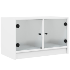 vidaXL fehér TV-szekrény üvegajtókkal 68x37x42 cm (836357) bútor