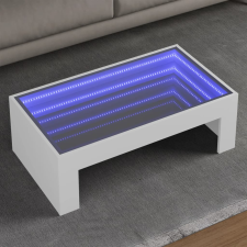 vidaXL fehér végtelen hatású LED-es dohányzóasztal 90 x 50 x 30 cm bútor