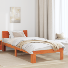 vidaXL Fejtámlás ágykeret Gyanta barna 75x190 cm Tömör fenyőfa ágy és ágykellék