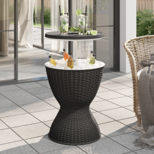 vidaXL Fekete 3 az 1-ben polipropilén hűtőasztal kerti bútor