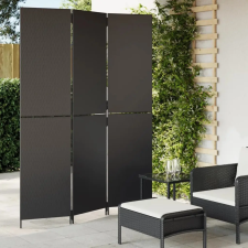vidaXL fekete 3-paneles polyrattan térelválasztó bútor