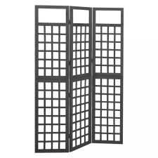 vidaXL fekete 3 paneles tömör fenyőfa térelválasztó/lugasrács 121x180cm bútor
