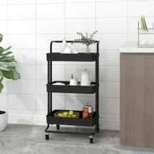 vidaXL fekete 3 szintes konyhai kocsi 42x25x83,5 cm Vas és ABS bútor