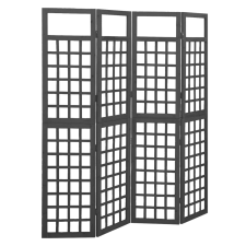 vidaXL fekete 4 paneles tömör fenyőfa térelválasztó/lugasrács 161x180cm bútor