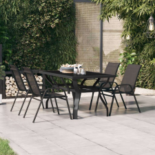 vidaXL fekete acél és üveg kerti asztal 140 x 70 x 70 cm kerti bútor