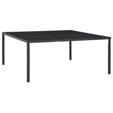 vidaXL fekete acél és üveg kerti asztal 170 x 170 x 74,5 cm kerti bútor