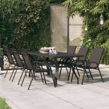 vidaXL fekete acél és üveg kerti asztal 180 x 80 x 70 cm kerti bútor