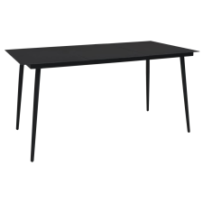 vidaXL fekete acél és üveg kerti étkezőasztal 150 x 80 x 74 cm kerti bútor