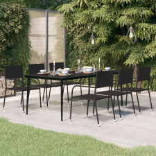 vidaXL fekete acél és üveg kerti étkezőasztal 200 x 100 x 74 cm kerti bútor