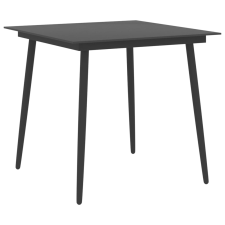 vidaXL fekete acél és üveg kerti étkezőasztal 80 x 80 x 74 cm kerti bútor