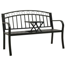 vidaXL fekete acél kerti pad asztallal 120 cm kerti bútor