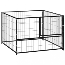 vidaXL fekete acél kutyakennel 100 x 100 x 70 cm szállítóbox, fekhely kutyáknak