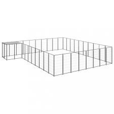 vidaXL fekete acél kutyakennel 25,41 m² szállítóbox, fekhely kutyáknak