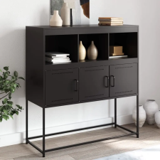 vidaXL fekete acél tálalószekrény 100,5 x 39 x 107 cm bútor