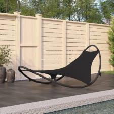 vidaXL fekete acélvázas és textilén szövet hintázó napozóágy kerékkel kerti bútor