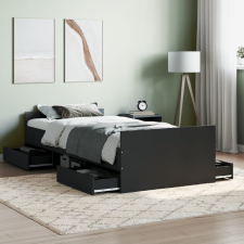 vidaXL fekete ágykeret fej- és lábtámlával 90 x 200 cm ágy és ágykellék