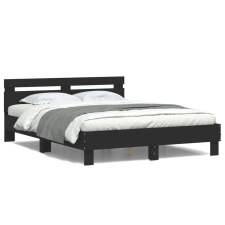 vidaXL fekete ágykeret fejtámlával és LED-del 140 x 190 cm ágy és ágykellék