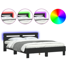 vidaXL fekete ágykeret fejtámlával és LED-del 150 x 200 cm (3207540) ágy és ágykellék