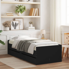 vidaXL fekete ágykeret fiókokkal 100x200 cm ágy és ágykellék