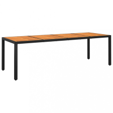vidaXL Fekete akácfa és polyrattan kerti asztal 250 x 100 x 75 cm kerti bútor