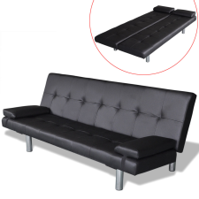vidaXL Fekete állítható háttámlás kanapé 2 db párnával bútor